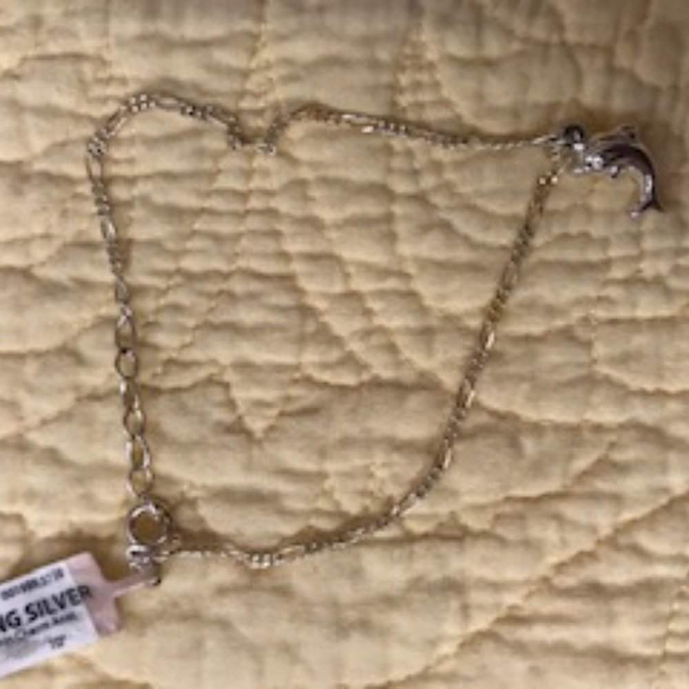 New with Tags Dolphin Sterling Silver 10" anklet